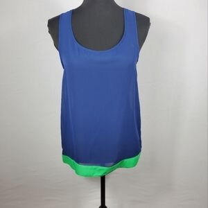 Charming Charlie Navy size small top with lime green stripe